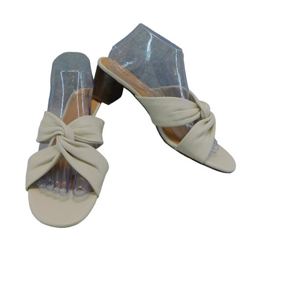 J. Jill Womens Sandal Soleil Knotted Block-Heels Bone Size 10 Shoe - Picture 2 of 9